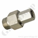Reduzierung W24,32x1/14" AG x 1/4" NPT IG - Adapter DIN 477-1 Nr.10 - mehrteilig gedichtet - 200 bar - Messing vernickelt / Edelstahl