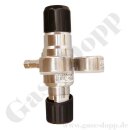 Flaschendruckminderer Sauerstoff Synthetische Luft 300 bar 2-stufig - bis 10 bar regelbar - Anschluss W30x2" DIN477-5 Nr.59 - Ausgang 1/4" KRV - 6 Port - Eingang Rechts - Messing verchromt 6.0 - GCE Druva CPLH0DJ
