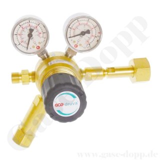 Bündeldruckminderer Sauerstoff 200 bar 1-stufig bis 40 bar regelbar - Anschluss G 3/4" IG ÜM DIN 477-1 Nr.9 - Ausgang G 3/8" AG - 100 m²/h - Messing - GCE Druva CTMH0SJ