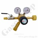 Bündeldruckminderer Wasserstoff 200 bar 1-stufig bis 40 bar regelbar - Anschluss W21,8x1/14" LH IG ÜM DIN 477-1 Nr.1 - Ausgang G 3/8" LH AG - 100 m²/h - Messing - Kugelhahn - GCE Druva CTMH0SJ
