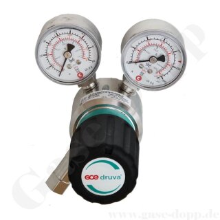 Flaschendruckminderer Prüfgas 200 bar 1-stufig bis 50 bar regelbar - Anschluss M19x1,5 LH DIN 477-1 Nr.14 - Ausgang 6 mm KRV - FKM - 20 m³/h - Edelstahl 6.0 - GCE Druva CSLH0SJ