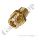 Doppelnippel W21,8x1/14" LH AG x 1/2" NPT AG - Adapter Wasserstoff Methan DIN 477-1 Nr.1 - 200 bar - Messing