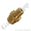 Doppelnippel W30x2 LH AG x 1/2" NPT AG - Adapter Wasserstoff Methan DIN 477-5 Nr.57 - 300 bar - Messing
