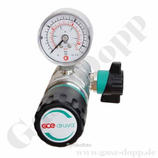 Entnahmestelle 0,5 bis 10 bar regelbar - Grundkörper mit Absperrventil - Eingangsdruck max. 40 bar - Eingang G 1/4" hinten Ausgang G 1/4" unten - Messing verchromt 6.0 - GCE Druva EMD 40010
