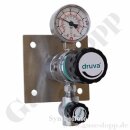 Labor Entnahmestelle auf Wandplatte mit Regulierventil 0,5 bis 10 bar regelbar - Eingangsdruck max. 40 bar - Eingang G 1/4" hinten Ausgang G 1/4" unten - Messing verchromt 6.0 - GCE Druva EMD 40010