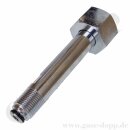 Flaschenanschluss DIN 477-1 Nr.1 - W21,8x1/14" LH x M16x1,33 AG - Wasserstoff Brenngas Formiergas 200 bar - Sechskantanschluss - Länge 90 mm - Edelstahl