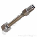 Flaschenanschluss DIN 477-1 Nr.1 - W21,8x1/14" LH x M16x1,33 AG - Wasserstoff Brenngas Formiergas 200 bar - Sechskantanschluss - L&auml;nge 90 mm - Messing verchromt