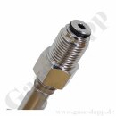 Flaschenanschluss DIN 477-1 Nr.1 - W21,8x1/14" LH x M16x1,33 AG - Wasserstoff Brenngas Formiergas 200 bar - Sechskantanschluss - L&auml;nge 90 mm - Messing verchromt