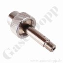 Flaschenanschluss DIN 477-1 Nr.10 - W24,32x1/14" x M16x1,33 AG - Stickstoff 200 bar - Handanschluss - Länge 90 mm - Messing verchromt