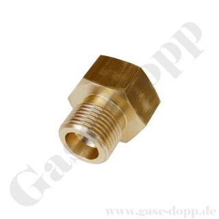 Adapter CGA-540 AG x DIN477-1 Nr.9 IG - NGO-RH-INT 0,908"-14 AG x G 3/4" IG - mit O-Ring - 200 bar - Messing
