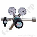 Flaschendruckminderer Ammoniak 50 bar 1-stufig bis 3 bar regelbar - Anschluss W21,8x1/14" - Ausgang: 1/4" NPT IG - mit Absperrventil - EPDM - Edelstahl 6.0 - GCE DruvaPUR - CSLHESJ