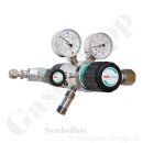 Flaschendruckminderer Stickstoff 300 bar 2-stufig 0,1 bis 1,0 bar regelbar - Anschluss W30x2 DIN 477-5 Nr.54 - Ausgang Regulierventil + 6 mm KRV - FKM - 3 m³/h - Messing verchromt 6.0 - GCE Druva CPLLVDJ