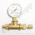 Prüfmanometer Ø 63 mm Brenngas Anzeige bis 16 bar / roter Strich 10 bar - G 3/8" LH AG x G 3/8" LH IG ÜM knd - Durchgang T-Stück G 1/4" - Messing