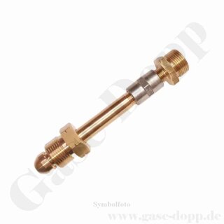 Flaschenanschluss Adapter CGA-590 AG x W24,32"x1/14" AG - DIN477-1 Nr.10 -L&auml;nge 156 mm - Messing / Edelstahl