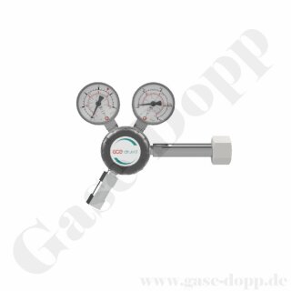 Flaschendruckminderer Stickstoff 200 bar 1-stufig bis 28 bar regelbar - Anschluss W24,32 x 1/14" DIN 477-1 Nr.10 - Ausgang 1/4" NPT IG - FKM - Messing verchromt 6.0 - GCE DRUVA CPLH0SJ
