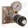 Labor Entnahmedruckminderer auf Wandplatte mit Absperrventil - Messing verchromt - max. 40 bar / 0,1 - 4,0 bar regelbar - Eingang 6 mm KRV oben - Ausgang 6 mm KRV unten - GCE DRUVA EMD310001