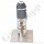 Labor Entnahmedruckminderer auf Wandplatte mit Absperrventil - Messing verchromt - max. 40 bar / 0,1 - 4,0 bar regelbar - Eingang 6 mm KRV oben - Ausgang 6 mm KRV unten - GCE DRUVA EMD310001