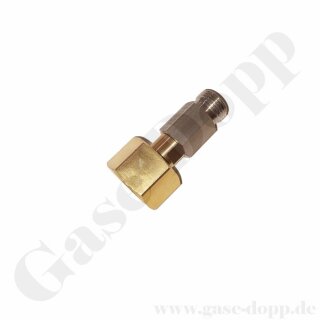 Flaschenanschluss Adapter DIN 477-1 Nr.6 - W21,8x1/14" IG ÜM x M16x1,5 AG L10 - Argon CO2 Helium - Länge ca. 60 mm - mehrteilig gedichtet - 200 bar - Messing / Stahl