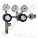 Flaschendruckminderer Prüfgas 200 bar 2-stufig bis 100 bar regelbar - Anschluss M19x1,5 LH DIN 477-1 Nr.14 - Ausgang 6 mm KRV - Sondermontage - FKM - Messing verchromt 6.0 - GCE Druva CPLH0SJ