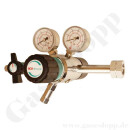 Flaschendruckminderer Schwefelhexafluorid SF6 200 bar 2-stufig bis 3,0 bar regelbar - Anschluss W21,8x1/14" - DIN477-1 Nr.6 - Ausgang 6 mm KRV + Absperrventil - 20 m³/h - FKM - Messing verchromt 6.0 - GCE Druva CPLH0DJ