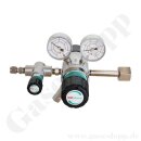 Flaschendruckminderer Schwefelhexafluorid SF6 200 bar 2-stufig 0,2 bis 2,0 bar regelbar - Anschluss W21,8x1/14" DIN 477-1 Nr.6 - Ausgang 6 mm KRV + Absperrventil - 3 m³/h - FKM - Messing verchromt 6.0 - GCE Druva CPLLVDJ