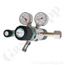 Flaschendruckminderer Schwefelhexafluorid SF6 200 bar 2-stufig 0,2 bis 2,0 bar regelbar - Anschluss W21,8x1/14" DIN 477-1 Nr.6 - Ausgang 6 mm KRV + Absperrventil - 3 m³/h - FKM - Messing verchromt 6.0 - GCE Druva CPLLVDJ