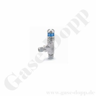 Sicherheitsüberdruckventil - eingestellter Ansprechdruck 12 bar / 174 psi - IN 6 mm KRV - OUT 6 mm KRV - Edelstahl