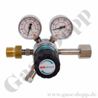 Flaschendruckminderer CGA-540 - 200 bar 1-stufig bis 50 bar regelbar - Anschluss CGA-540 IG ÜM - Ausgang CGA-540 AG Messing - Sauerstoff - Messing verchromt 6.0 - GCE Druva CPLH0SJ