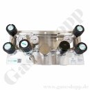 Batteriedruckminderer Entspannungsstation Druckregelstation - 2 Eingänge - halbautomatische Umschaltung - 300 bar - 14 bar fest eingestellt - 1-stufig -  IN m14x1,5 AG x  OUT 1/4" NPT IG - Eigengasspülung - Messing verchromt 6.0 - GCE DRUVA