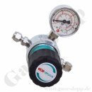 Leitungsdruckminderer bis 10 bar regelbar - Eingang max. 60 bar Rechts - 1-stufig - IN / OUT 6 mm KRV - 4 Port - ohne Sicherheitsüberdruckventil - Messing verchromt 6.0 - GCE DruvaPUR LPLHESF