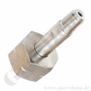 Flaschenanschluss DIN 477-5 Nr.57 - W30x2" LH x 1/2" NPT AG - Wasserstoff Brenngas Formiergas 300 bar - Sechskantanschluss - Länge  ca 94 mm - Edelstahl silver platet