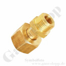 Flaschenanschluss DIN 477-1 Nr.6 - W21,8x1/14" IG ÜM x G 1/2" AG - Sechskantanschluss - Länge ca. 50 mm - mehrteilig gedichtet - 200 bar - Messing / Stahl