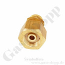 Flaschenanschluss DIN 477-1 Nr.6 - W21,8x1/14" IG ÜM x G 1/2" AG - Sechskantanschluss - Länge ca. 50 mm - mehrteilig gedichtet - 200 bar - Messing / Stahl