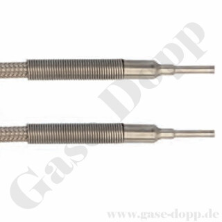 Edelstahlwellschlauch DN6 300 bar - Ansschl&uuml;sse beidseitig Rohrstutzen 12 mm RST - mit Fangseil - Gasreinheit 6.0 - L&auml;nge 15,0 m