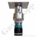 Labor Entnahmestelle auf Wandplatte mit Regulierventil bis 1,5 bar regelbar - Eingangsdruck max. 40 bar - Eingang G 1/4" Oben Ausgang G 1/4" unten mit Regulierventil - Messing verchromt 6.0 - GCE Druva EMD 40010