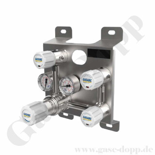 Druckregelstation 1 Eingang 300 bar max. bis 10 bar regelbar - 2-stufig - In Out 1/4" NPT IG -  Prozessgasspülung - PTFE - Edelstahl 6.0 - GASARC SGM6021