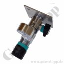 Labor Entnahmestelle auf Wandplatte mit Absperrventil im Eingang - max. 50 bar - ca. 1,0 - 20 bar regelbar - Eingang 1/4" NPT IG oben - Ausgang 1/4" NPT IG unten - FKM - Messing verchromt 6.0 - GCE DRUVA PLCMVBCWMSP