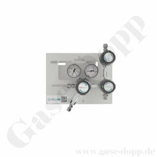 Druckregelstation 1 Eingang 200 bar max. bis 10 bar regelbar - 1-stufig - In M14x1,5 - Out 10 mm KRV - mit Prozessgasspülung - Edelstahl 6.0 - GCE Druva MSLH0XS0