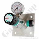 Labor Entnahmestelle auf Wandplatte mit Absperrventil im Eingang - max. 50 bar - ca. 0,5 - 10 bar regelbar - Eingang 1/4" NPT IG oben - Ausgang 1/4" NPT IG unten - FKM - Messing verchromt 6.0 - GCE DRUVA PLCMVBCWMSP