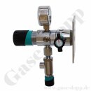 Labor Entnahmestelle auf Wandplatte mit Absperrventil im Eingang + Regulierventil im Ausgang 90° nach vorn - max. 50 bar - 0,5 - 10 bar regelbar - Eingang 1/4" NPT IG oben - Ausgang 1/4" NPT IG vorn - FKM - Messing verchromt 6.0 - GCE DRUVA PLCMVBC