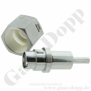 Flaschenanschluss CGA-DISS 638 x 1/4" RST - Länge 2,5" - 7.0 UHP - (ohne Dichtung!) - DISS 638 - Edelstahl