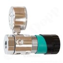 Labor Entnahmedruckminderer 0,2 bis 4,0 bar regelbar - Grundkörper - Eingangsdruck max. 50 bar - Eingang G 3/8" hinten Ausgang KRV 1/4" unten - FKM - Messing verchromt 6.0 - GCE Druva PLCMVBCFM