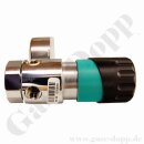 Labor Entnahmedruckminderer 0,2 bis 4,0 bar regelbar - Grundkörper - Eingangsdruck max. 50 bar - Eingang G 3/8" hinten Ausgang KRV 1/4" unten - FKM - Messing verchromt 6.0 - GCE Druva PLCMVBCFM