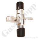 Leitungsdruckminderer 300 bar - 0,1 bis 1 bar regelbar - 2-stufig - IN / OUT NPT 1/4" IG - 6 Port - Eingang Rechts - 3 m³/h - ohne Sicherheitsüberdruckventil - Messing verchromt 6.0 - GCE Druva LPLLVDJ