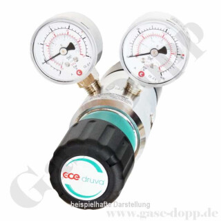 Leitungsdruckminderer 300 bar - 0,2 bis 2,0 bar regelbar - 2-stufig - IN / OUT NPT 1/4" IG - 6 Port - Eingang Rechts - 3 m³/h - ohne Sicherheitsüberdruckventil - FKM - Messing verchromt 6.0 - GCE Druva LPLLVDJ