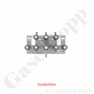 Stationsdruckminderer 2 Eingänge 12 bar max. bis 2 bar regelbar - 1-stufig - In M14x1,5 - Out 1/4" NPT IG - incl. Anschlussleitungen - Fremdgasspülung - Edelstahl 6.0 - GCE Druva MSLLEXS