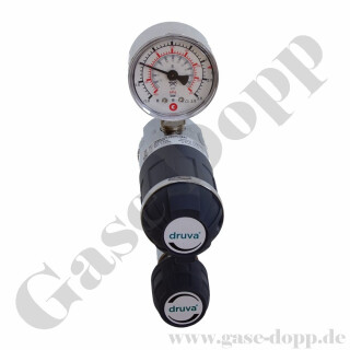 Labor Entnahmedruckminderer Basisversion mit Absperr- & Regulierventil - Messing verchromt - max. 50 bar / bis 1,5 bar regelbar - Eingang G 3/8" IG hinten - Ausgang 6 mm Schlaucht&uuml;lle unten - EPDM - GCE DRUVA PLCIEBC