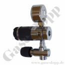 Labor Entnahmedruckminderer Basisversion mit Absperr- & Regulierventil - Messing verchromt - max. 50 bar / bis 1,5 bar regelbar - Eingang G 3/8" IG hinten - Ausgang 6 mm Schlaucht&uuml;lle unten - EPDM - GCE DRUVA PLCIEBC