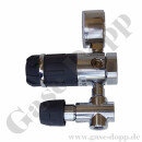 Labor Entnahmedruckminderer Basisversion mit Absperr- & Regulierventil - Messing verchromt - max. 50 bar / bis 1,5 bar regelbar - Eingang G 3/8" IG hinten - Ausgang 6 mm Schlaucht&uuml;lle unten - EPDM - GCE DRUVA PLCIEBC