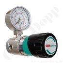 Labor Entnahmedruckminderer 0,1 bis 1,5 bar regelbar - Grundkörper - Eingangsdruck max. 50 bar - Eingang G 3/8" hinten Ausgang 1/4" NPT unten - FKM - Messing verchromt 6.0 - GCE Druva PLCMVBCFM